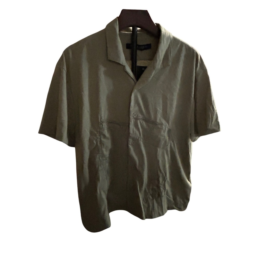 Rustic Souls Mens Short Sleeve Button‎ Up Shirt Olive Green. NWT. Size M